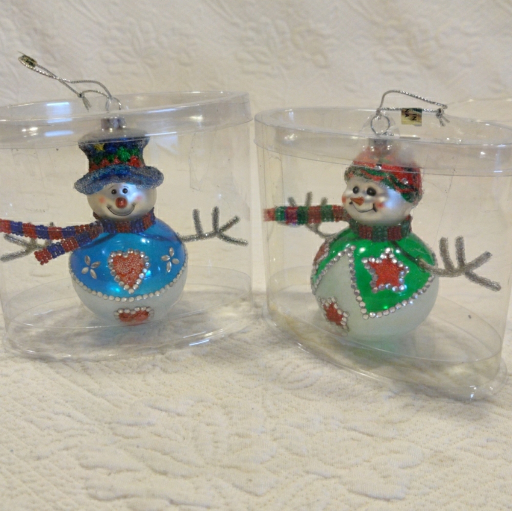 Celebrate The Season Snowman Ornaments Plugs Over Christmas Light Vtg 1971